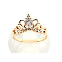 Кольцо с925 с покрытием з999 и фианитами "корона" 18*10мм размер 15,5, 1,9гр