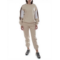 3160/3161 BEIGE/BROWN Костюм спортивный женский (95% хлопок, 5% эластан)