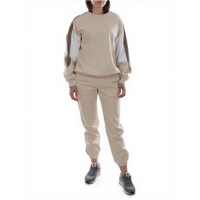3160/3161 BEIGE/BROWN Костюм спортивный женский (95% хлопок, 5% эластан)