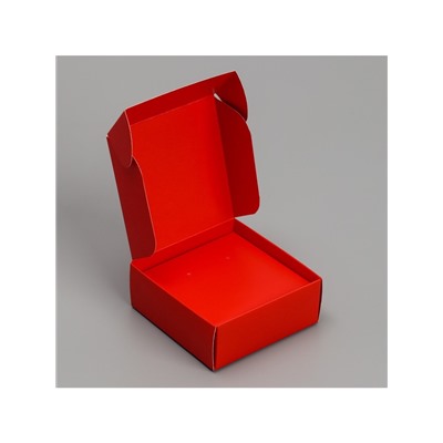 Коробка подарочная под бижутерию двухсторонняя, упаковка, «Красная», 7.5 х 7.5 х 3 см