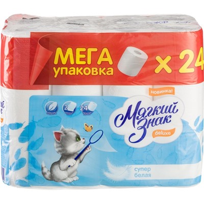 Туалетная бумага Мягкий знак Comfort, 24 рул., 2 сл., белая