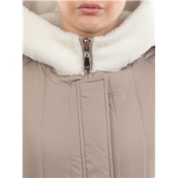 2639 BEIGE Пальто двухстороннее женское еврозима (100 гр. холлофайбер, искусственный мех)