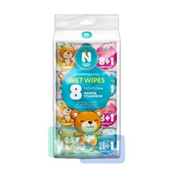 Салфетки влажные супер мини Natural fresh. Pink/Blue 8 шт