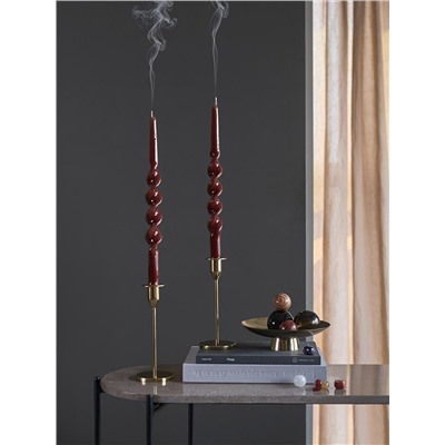 Набор из двух свечей коричневого цвета из коллекции Essential, 35 см