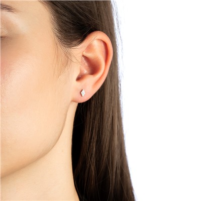 Серьги с фианитом родированные серебро 925*