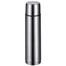 Термос из нержавеющей стали с узкой горловиной "Bullet" 1л, д8см, h32см, пластмассовая винтовая пробка, цветная коробка, "Regent" (Китай)