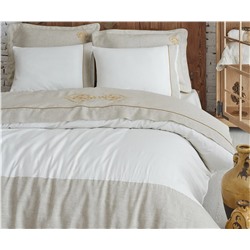 2 сп. Евро Комплект Постельного Белья Cotton Saten Hanzade Gold Çift - EcoCotton