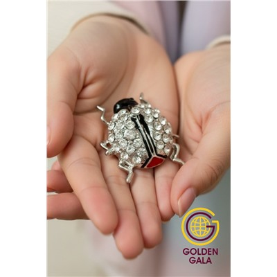 Брошь божья коровка со стразами БР4/5