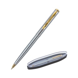 Ручка подарочная шариковая BRAUBERG Maestro, СИНЯЯ, корпус серебристый с золот,линия 0,5мм,143468