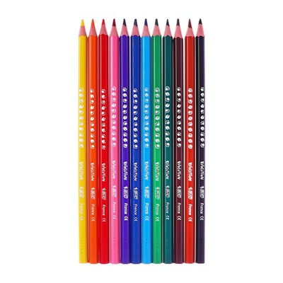 Карандаши цветные 12 цветов BIC Kids Evolution ECOlutions, детские, ударопрочные, пластиковые