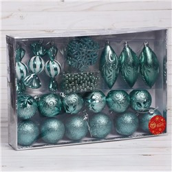 Ёлочные игрушки «Чудесный день», шары новогодние, набор 25 шт., зелёный