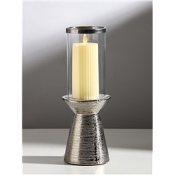 Подсвечник на 1 свечу «Пустыня», керамика, стекло, d=8 см, серебро, 9.5×9.5×27 см
