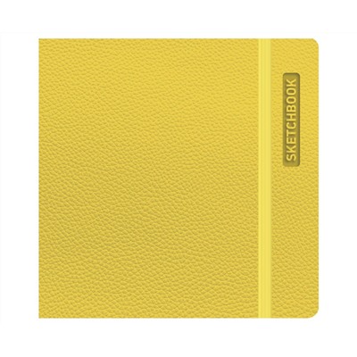 Скетчбук для акварели 40л., 145*145 BG "Bright. Yellow", кожзам, на резинке, 200г/м2