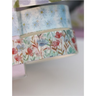 Набор декоративного скотча 10 шт. "Flower power", blue, шоу-бокс 8 шт.
