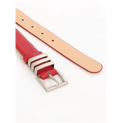 Ремень женский, 110×2.8 см, прямоугольная пряжка металл, серебристая, красный