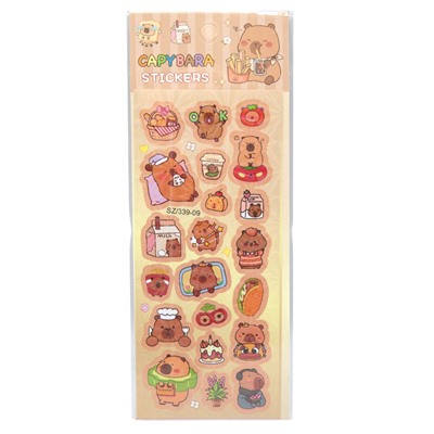 Наклейки бумажные "Капибара", 18.5*7 см, mix
