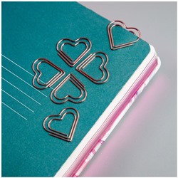 Скрепки фигурные 27мм, Meshu "Hearts", 6шт., пакет с европодвесом