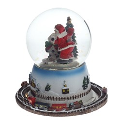 Фигурка декор в стекл шаре "Дед Мороз" (муз с ключ, подсветка), D 10 см, L15,5 W15,5 H15,5 см
