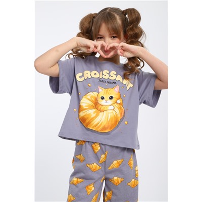 Пижама для девочки "Котенок-круассан" арт. ПД-015-084