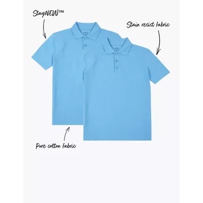 2pk Boys' Stain Resist School Polo Shirts (2-16 Yrs)