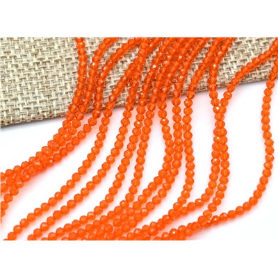 Бусины из шпинели шарик гр.2мм цв.оранжевый яркий, 36см, 190 бусин
