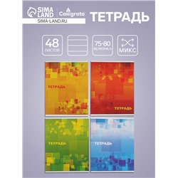Тетрадь 48 листов в клетку Calligrata «Графика», обложка мелованная бумага, серые листы, МИКС