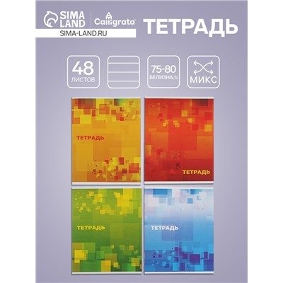 Тетрадь 48 листов в клетку Calligrata «Графика», обложка мелованная бумага, серые листы, МИКС