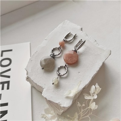 Серьги с солнечным камнем удлиненные