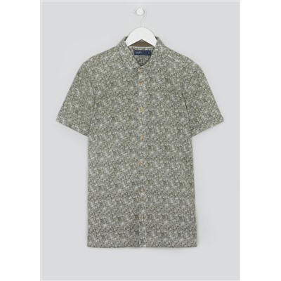 Short Sleeve Feather Print Shirt