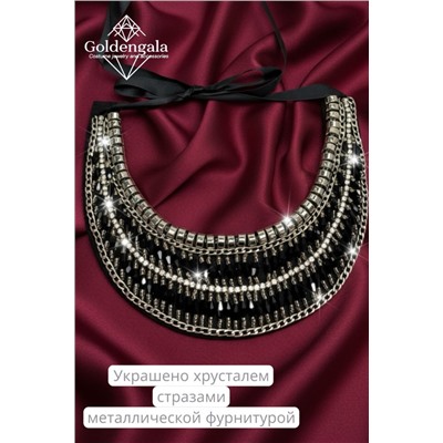 Колье-воротник текстильное с хрусталиками П4/06