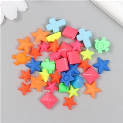 Декор для творчества пластик «Неоновое ассорти», набор 36 шт., 1.7×1.7 см