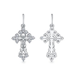 Крест из серебра литье с фианитом