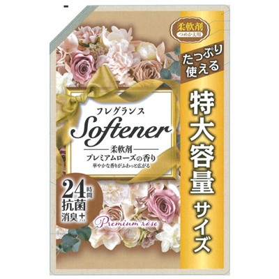 Кондиционер для белья антибактериальный с ароматом роз Softener Premium Rose, Nihon, 1080 мл (мягкая упаковка)