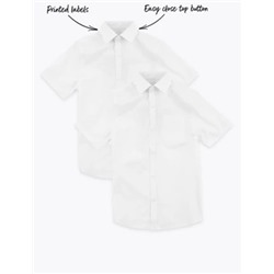 2pk Boys' Cotton Slim Fit School Shirts (2-18 Yrs)