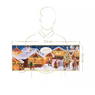 Lindt Weihnachtsmarkt 2025 Adventskalender 250g, Линдт Адвент-календарь, 24 сладких сюрприза, 75см х 25см, 250 г