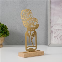 Фигурка металл «Розы в банке», золото, 5×11.5×22 см