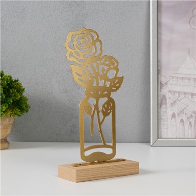 Фигурка металл «Розы в банке», золото, 5×11.5×22 см