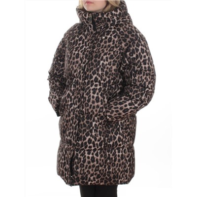 2406 BROWN /LEOPARD Куртка зимняя женская (200 гр. холлофайбер)