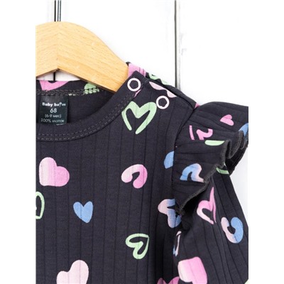 Комбинезон на манжете Baby Boom К384/1-И я729 Сердечки на графите