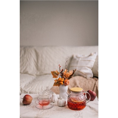 Заварочный чайник BellaTenero «Круиз», 1 л, 16×10×12 см, бамбуковая крышка, металлический фильтр, стекло