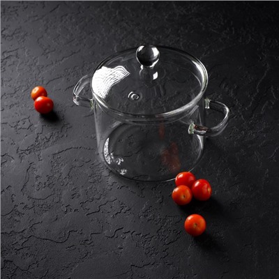 Кастрюля Magistro «Лия», 1.2 л, 20×14 см, жаропрочное стекло, прозрачная