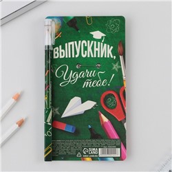 Подарочный набор, на выпускной ручка шариковая 0.5 мм, значок «Выпускник ШКОЛЫ»