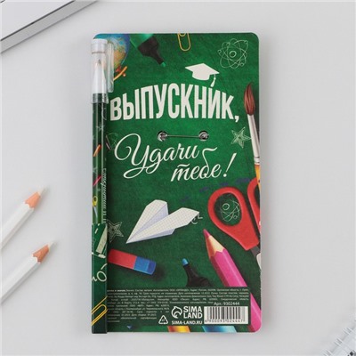 Подарочный набор, на выпускной ручка шариковая 0.5 мм, значок «Выпускник ШКОЛЫ»