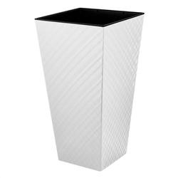Горшок для цветов InGreen Manhattan CUBE 300х300х564 мм 34 л c дренажной вставкой IG671410048 белоснежный жасмин