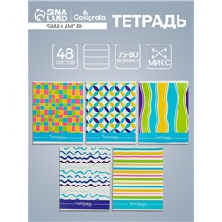 Тетрадь 48 листов в линейку Calligrata «Орнамент», обложка мелованный картон, блок №2, белизна 75% (серые листы), МИКС