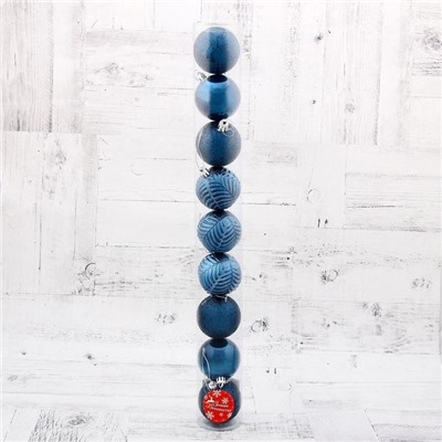 Ёлочные игрушки «Новогодние ветви», шары новогодние, d=6 см, набор 9 шт., синий