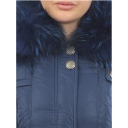 9026 BLUE Куртка зимняя женская (натуральный пух, натуральный мех)