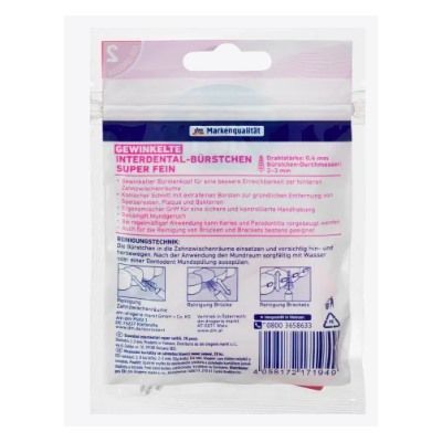 DONTODENT  Interdentalbursten gewinkelt rosa 0,4 mm ISO 2, 28 St Межзубные ёршики extra fein 2-3 mm, 28 шт