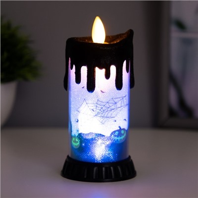 Светодиодная свеча, ночник LED RISALUX «Хэллоуин», RGB, от батареек LR44, 6×6×10 см