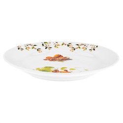 Набор посуды фарфоровый "Белка с орехом" 3 предмета: тарелка мелкая д175мм гладкий край, салатник д360мм, кружка 210мл, форма "Глория", подарочная упаковка (Россия)